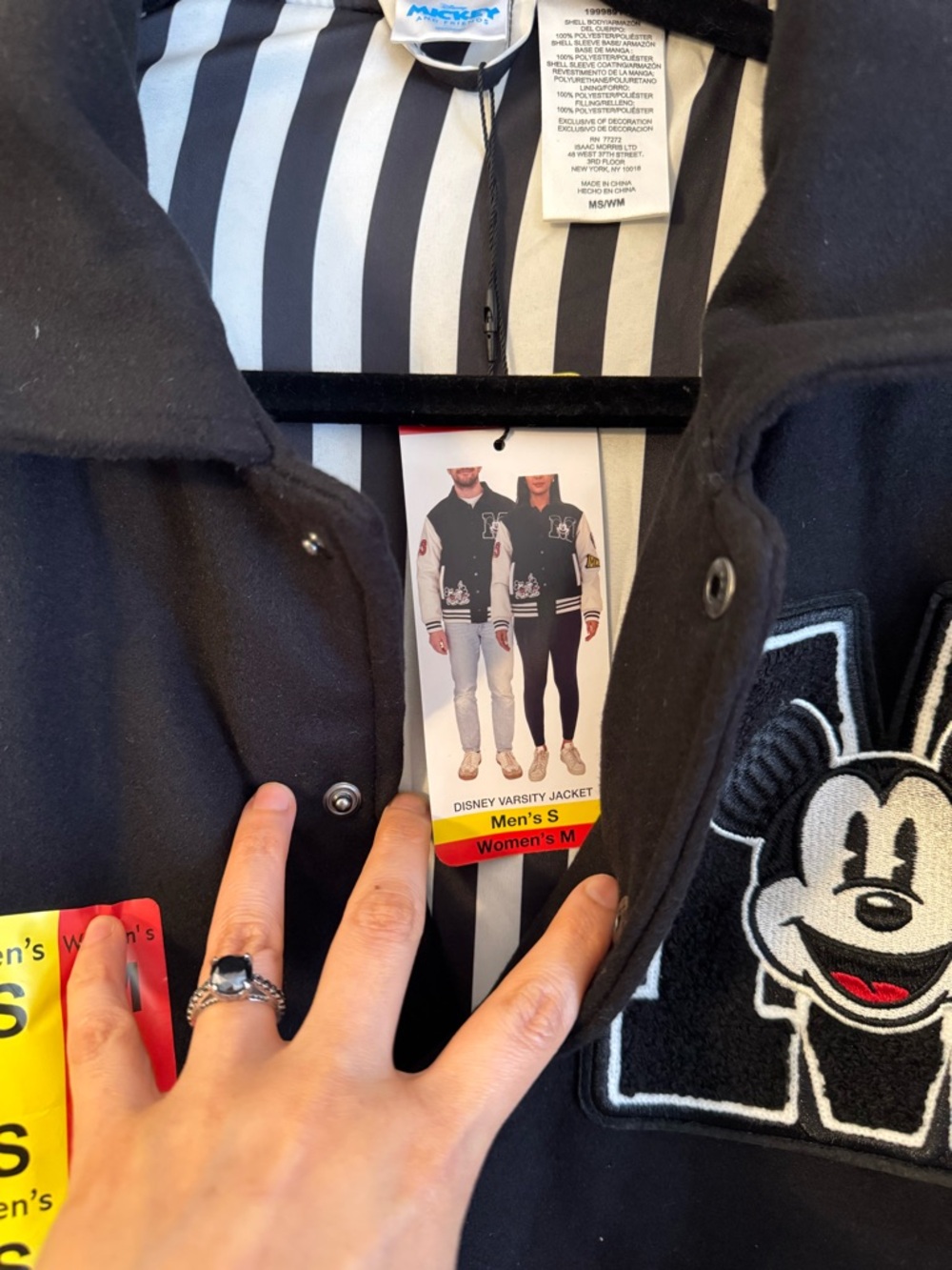 Disney Black and White Mickey Mouse Varsity Jacket unisex - Picture 7 of 10